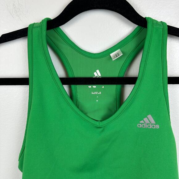 Adidas Womens Racerback Striped Seamless Built-In Bra Gym Green Tank Top Small - Picture 3 of 11